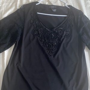 Mid Length Black Lace Sleeves Dress